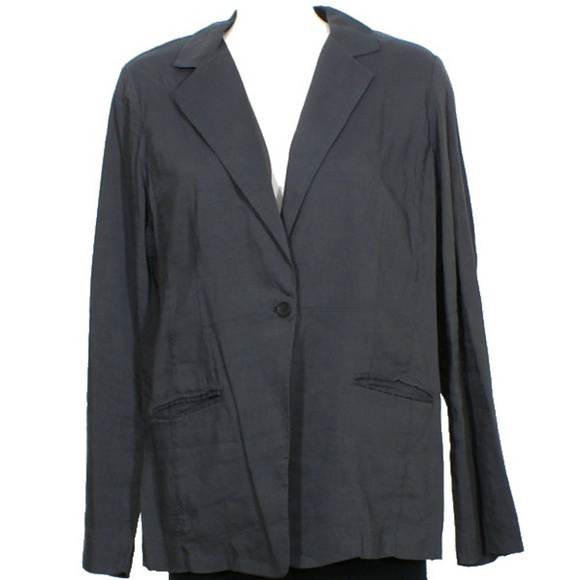 Gray Linen Viscose Stretch Shaped Jacket 16